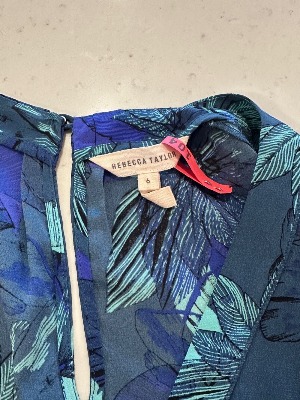 Rebecca Taylor 100% Silk Peplum Blouse Top Size 6 Tropical Floral Sleeveless - Picture 4 of 6